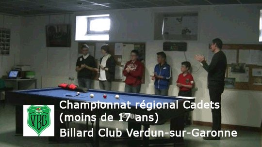 Résultats du 1er championnat régional à la partie libre Cadets (moins de 17 ans) au Billard Club Verdun-sur-Garonne