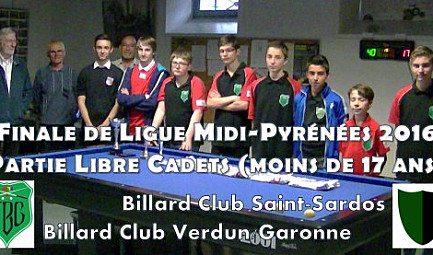 Résultats Finale 2016 de Ligue Midi-Pyrénées partie libre Cadets (moins de 17 ans) aux @Billard clubs #Ve..